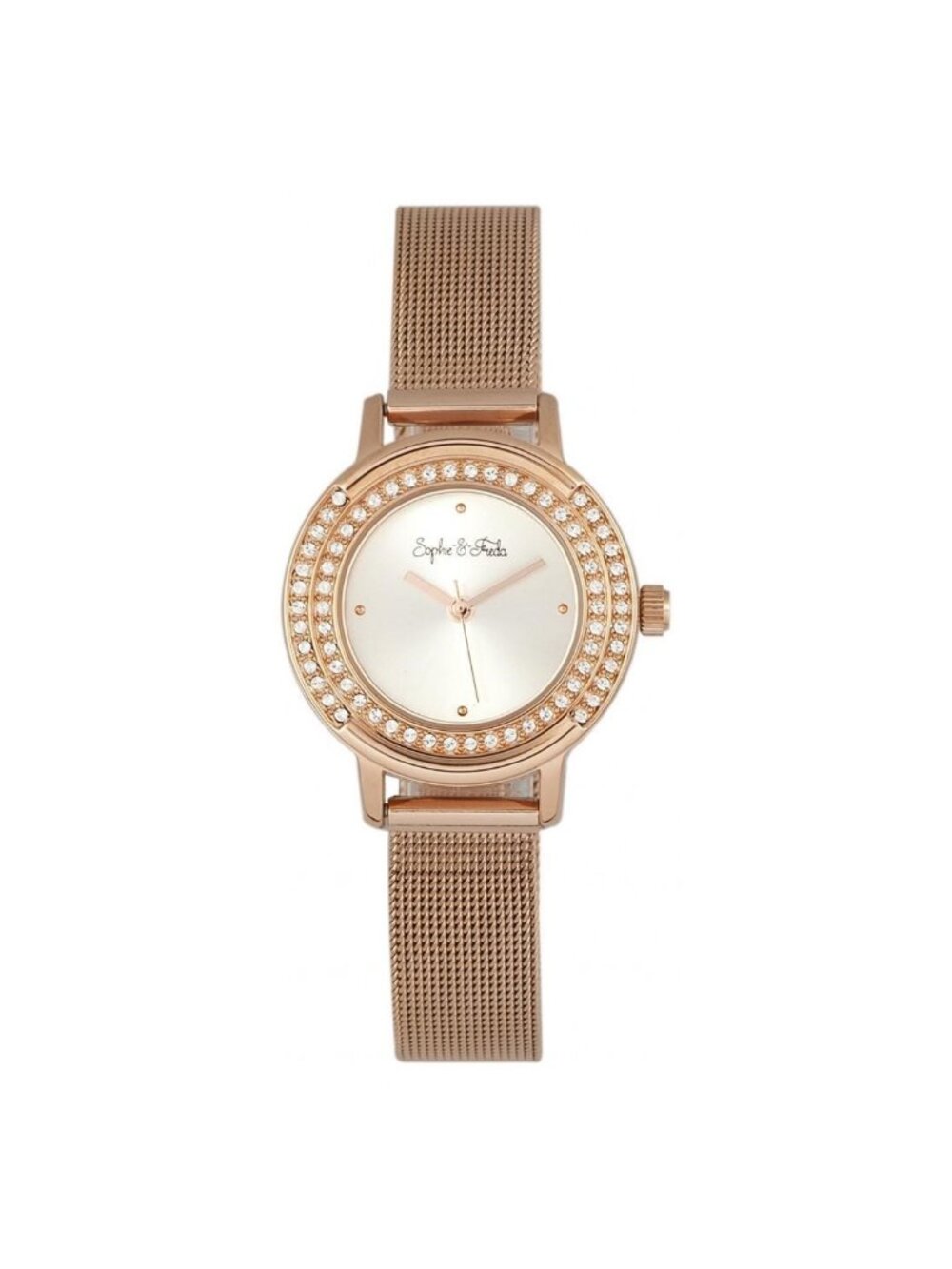 NWT Sophie And Freda Cambridge Crystal Silver Dial Ladies Watch
